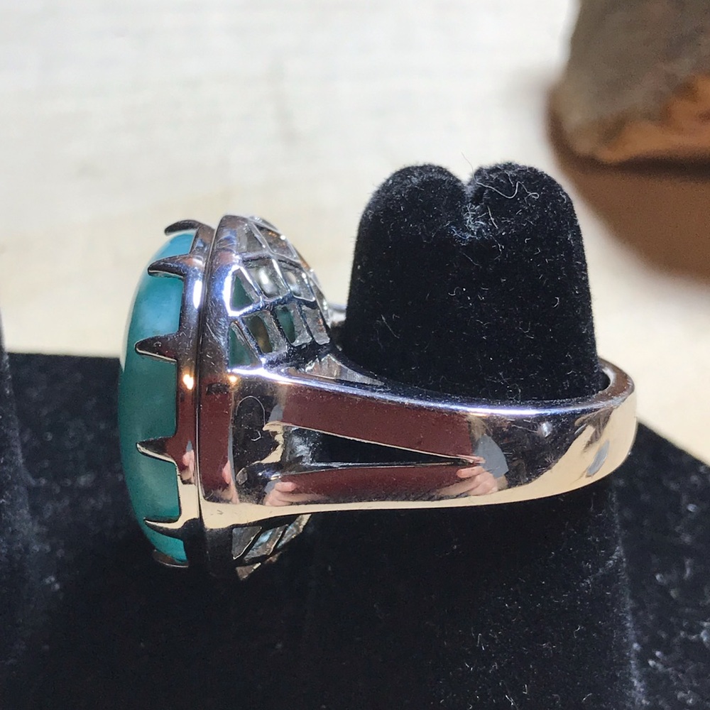Huge Sterling An Amazonite Ring - image 4